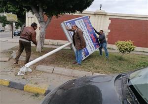 إزالة الإعلانات المخالفة بـ 3 أحياء في الإسكندرية- صور