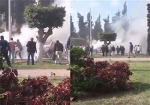 حريق سيارة يتسبب في شلل مروري بمحور العروبة وصلاح سالم