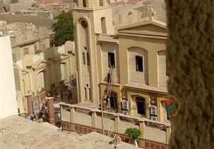 بالصور حريق محدود في مطرانية بني سويف