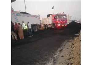 بعد انقلاب مقطورة مُحملة بالفحم.. انتظام حركة المرور أعلى "دائري اللبيني"