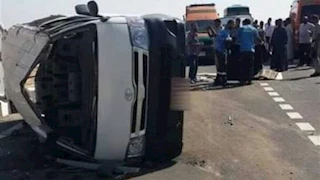 14 مصابا فى حادث انقلاب سيارة أجرة الفيوم