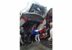 النيابة تنتقل لمعاينة موقع حادث  تصادم قطارين بروض الفرج