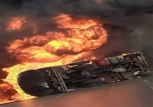  "جثة داخل سيارة مشتعلة".. مأساة على الطريق الصحراوي بالشيخ زايد