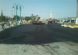 بالصور- رصف طريق جمال عبد الناصر في برج العرب غربي الإسكندرية