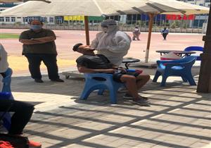 بالصور.. لاعبو نادي أسوان يجرون مسحة كورونا بالمركز الأولمبي في المعادي 