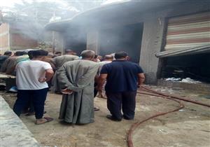 حريق بورشة إسفنج أمام مركز شباب الصف