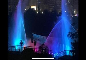 أول تشغيل تجريبي للنافورة الراقصة بحديقة الميريلاند