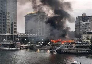 لنشات الإطفاء تجابه حريق باخرة نيلية بكورنيش الجيزة