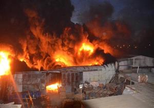 حريق هائل في مخزن أخشاب بأبوالنمرس