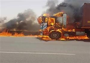  محملة بتنر ودهانات.. تفحم جثة سائق داخل سيارة نقل في الشيخ زايد