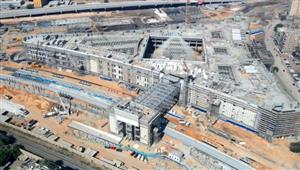 تصوير جوي.. شاهد أعمال إنشاء محطة سكك حديد مصر في بشتيل بالجيزة