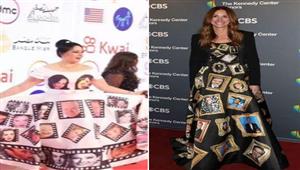   على طريقة هند عاكف.. جوليا روبرتس ترتدي فستانا يحمل صور نجوم هوليوود