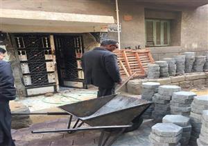 صور.. تغطية شوارع مدينة سنورس في الفيوم بـ"الانترلوك"