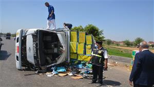  مصرع 3 أشخاص في انقلاب سيارة نقل قبل كارتة دهشور