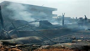 بالصور- حريق في قرية بالمنوفية يتسبب في إصابة 4 أشخاص ونفوق 10 رؤوس ماشية