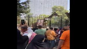 زحام الأطفال والكبار علي الزرافة بحديقة الحيوان في ثالث أيام عيد الأضحي