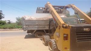 بالصور- إزالة تعديات على أراضي الدولة ورفع 150 طن قمامة في أسوان