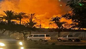 حريق هائل في مخزن للأخشاب بمدينة السادات بالمنوفية