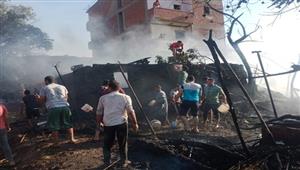 بالصور.. حريق يلتهم حظيرة ماشية في الباجور بالمنوفية