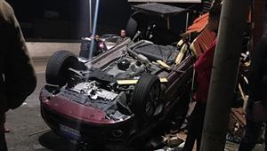 إصابة شاب انقلبت سيارته أمام مطار بورسعيد