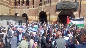 بالصور- وقفة للمحامين بأسيوط للتضامن مع الشعب الفلسطيني