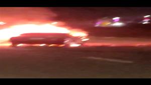  اشتعال سيارة نقل بطريق الكريمات ونجاة السائق