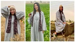  "حمار وجلباب صعيدي".. جنات تحتفل بالعيد في الصعيد