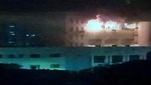 الصور الأولى لموقع حريق مبنى ملحق بمجمع محاكم الأقصر