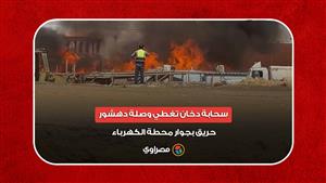 سحابة دخان تغطي وصلة دهشور.. حريق بجوار محطة الكهرباء (متداول)