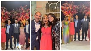 بالصور| منال سلامة وابنتها أميرة وعادل أديب في حفل زفاف نجل عمرو أديب 