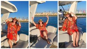 إلهام شاهين بفستان قصير في الساحل الشمالي.. والجمهور يعلق