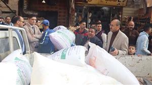 بالصور- ضبط 11 طن ظبط دقيق مدعم قبل بيعها في السوق السوداء ببني سويف