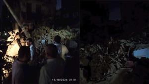 سقوط عامودي كهرباء نتيجة انهيار منزل في قنا