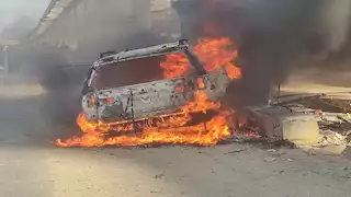 "العربية اتفحمت".. إصابة رجل بحروق نتيجة اشتعال سيارته بالبحيرة 