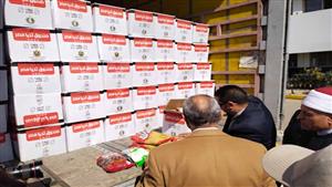 بالصور- وصول 6500 كرتونة مواد غذائية لتوزيعها على القرى الأكثر احتياجا بالقليوبية 