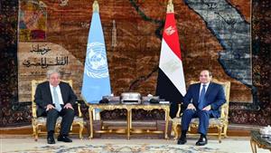 السيسي وجوتيريش يتوافقان على حتمية حل الدولتين ووقف العقاب الجماعي للفلسطينيين