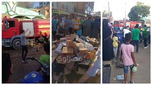 إصابة 7 أشخاص في حريق المول التجاري بأسوان