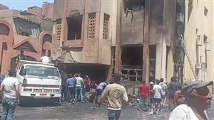 بالصور.. بدء إزالة آثار حريق مطرانية بني سويف 