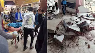 سقوط جدار محل تجاري على عامل بداخله في العاشر من رمضان