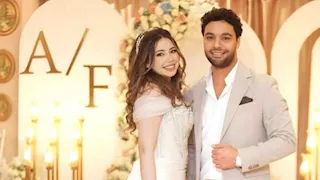أحمد جمال وزوجته بإطلالة ساحرة في حفل زفافهما