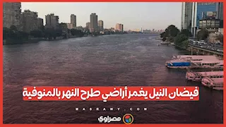 فيضان النيل يغمر أراضي طرح النهر بالمنوفية