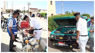  بالصور- قافلة مرورية لخدمة سكان بلاط في الوادي الجديد