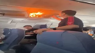 هلع على متن طائرة بعد اندلاع حريق لهذا السبب( فيديو) 