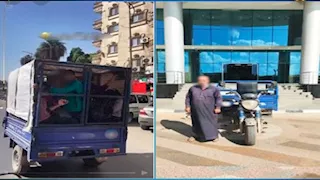 سائق "تروسيكل" يحمل تلاميذ في الصندوق الخلفي بالجيزة.. والداخلية تتحرك