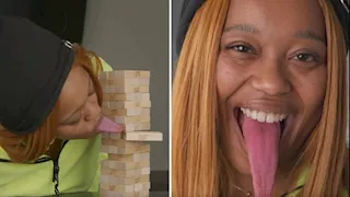 امرأة تتفاخر بأطول لسان في العالم.. مقاسه غريب