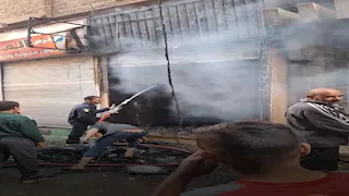 تفحم محل أجهزة كهربائية بسبب "ماس" في ديروط بأسيوط (صور)