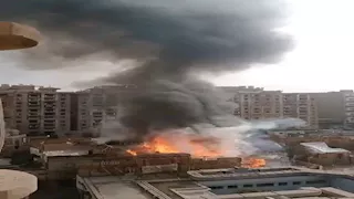  "اللوكيشن بيولع".. اللقطات الأولى لحريق إستوديو مصر 