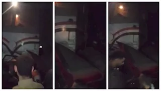 بالفيديو- قطار سرس الليان يدهس سيارة أجرة.. والركاب ينجون بأعجوبة 