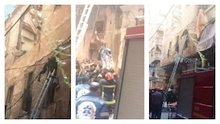 انهارت عليه الأحجار.. الحماية المدنية تنقذ مواطن احُتجز بعقار في الإسكندرية- صور