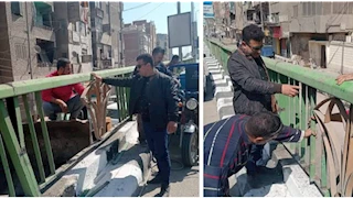 ترميم وإصلاح أسوار كوبرى الصاغة بالشرقية 